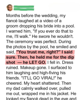 My Groom Playfully Sent Me into the Pool During Our Wedding Photoshoot – My Dad’s Reaction Surprised Everyone  Ouadie RhabbouronJanuary 22, 2026
