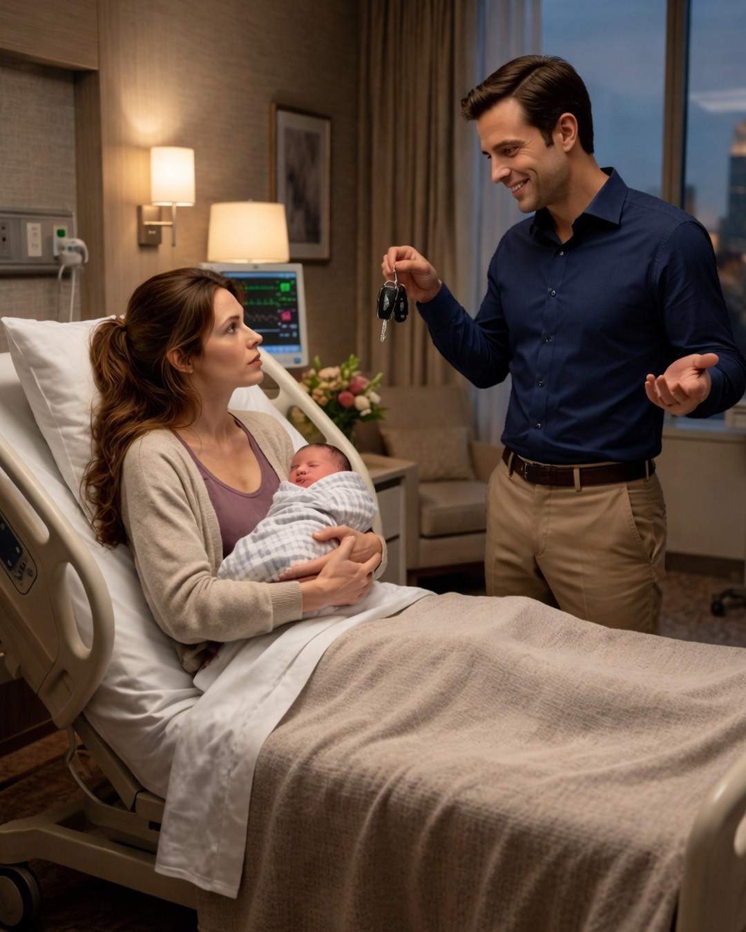 Three days after giving birth, my husband took car enjoy dinner